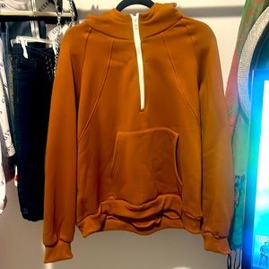 Coffee colored Half Zip Pullover Hoodie